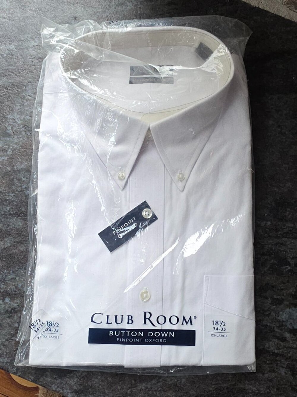 NWT Club Room White Pinpoint Oxford Dress Shirt Big & Tall Size 18.5 34/35
